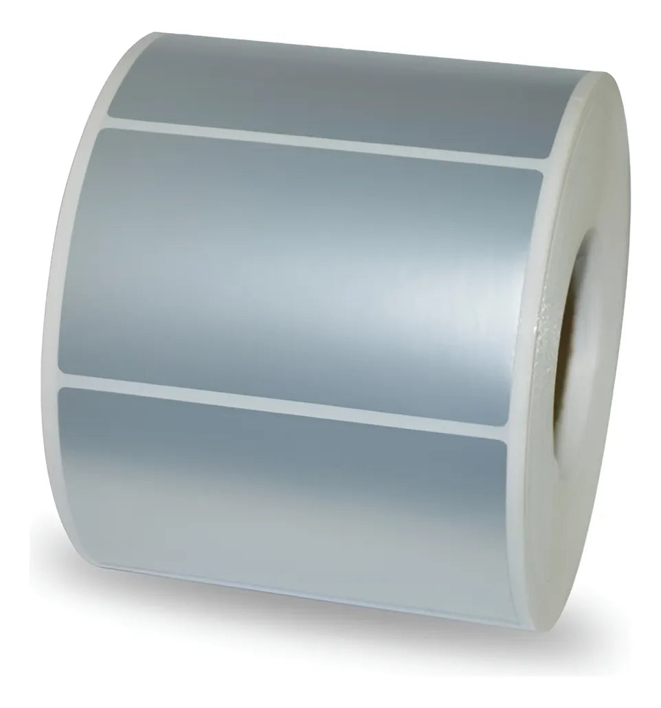 Rollo Etiqueta Adhesiva Poliéster Plata 50mmx25mm 1 Columna