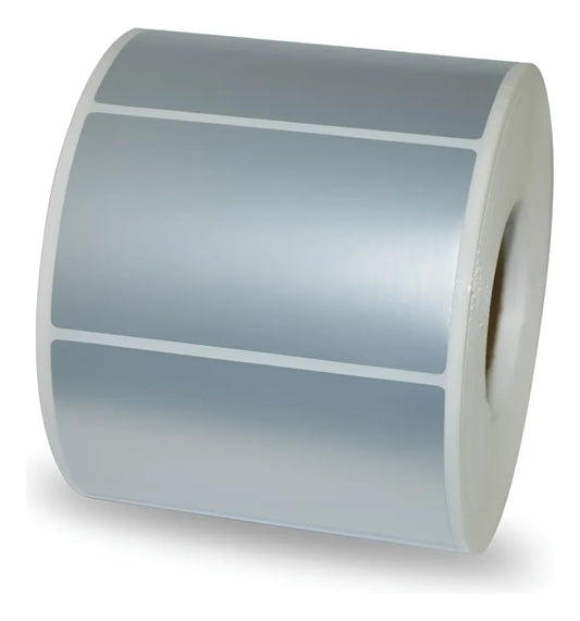 Rollo Etiqueta Adhesiva Poliéster Plata 50mmx25mm 1 Columna